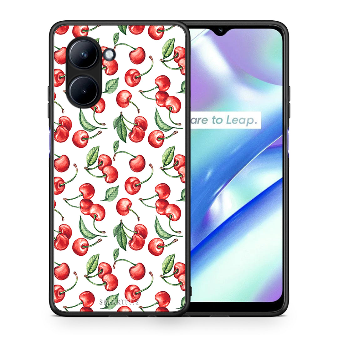 Θήκη Realme C33 Cherry Summer από τη Smartfits με σχέδιο στο πίσω μέρος και μαύρο περίβλημα | Realme C33 Cherry Summer Case with Colorful Back and Black Bezels