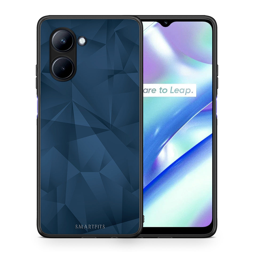 Θήκη Realme C33 Geometric Blue Abstract από τη Smartfits με σχέδιο στο πίσω μέρος και μαύρο περίβλημα | Realme C33 Geometric Blue Abstract Case with Colorful Back and Black Bezels