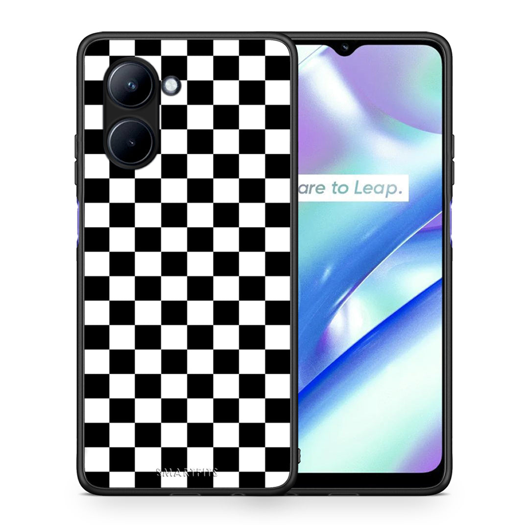 Θήκη Realme C33 Geometric Squares από τη Smartfits με σχέδιο στο πίσω μέρος και μαύρο περίβλημα | Realme C33 Geometric Squares Case with Colorful Back and Black Bezels