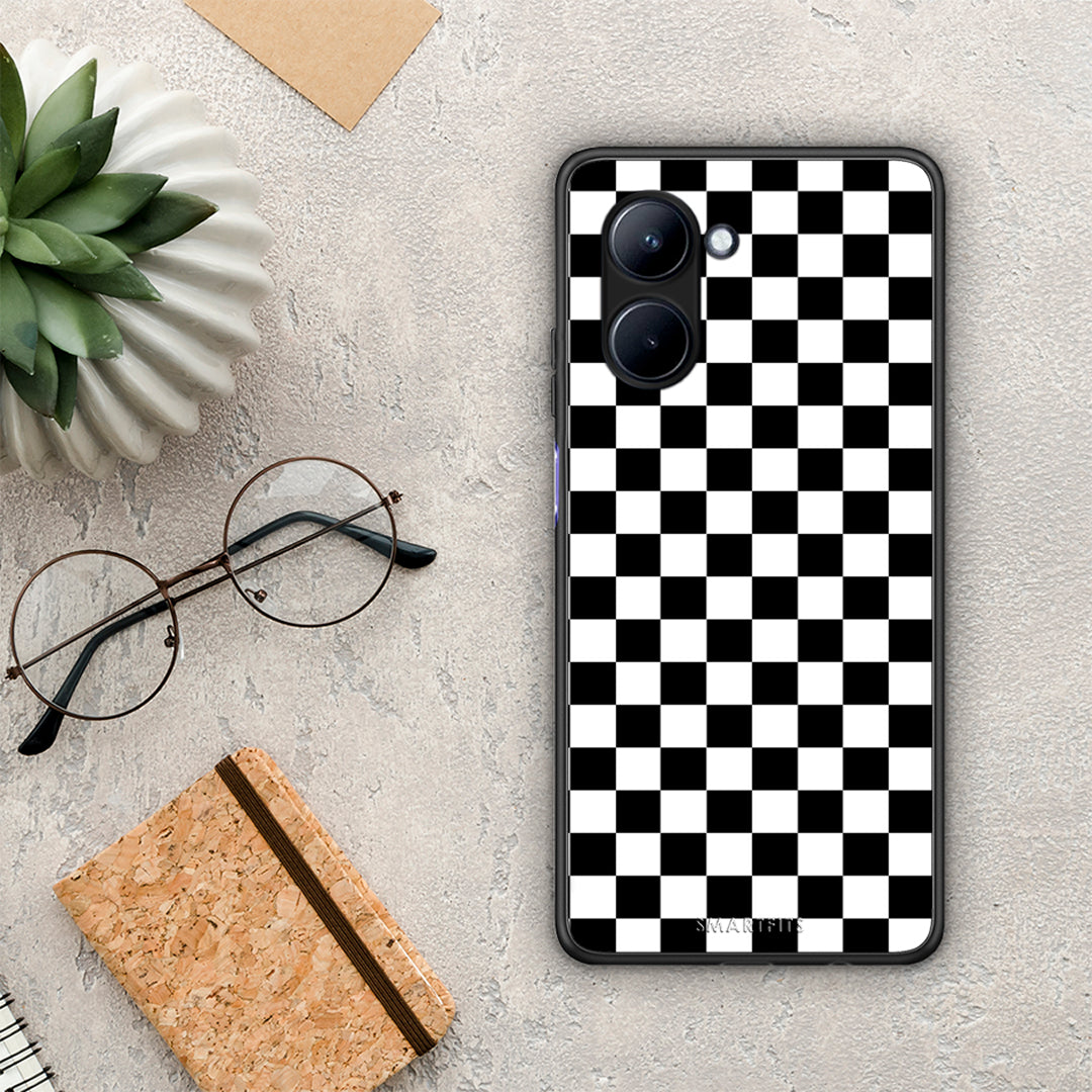 Θήκη Realme C33 Geometric Squares από τη Smartfits με σχέδιο στο πίσω μέρος και μαύρο περίβλημα | Realme C33 Geometric Squares Case with Colorful Back and Black Bezels