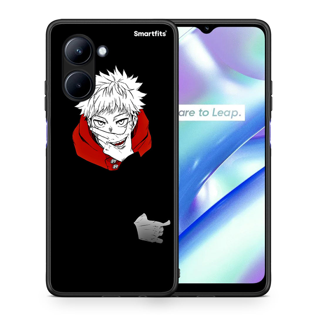 Θήκη Realme C33 Itadori Anime από τη Smartfits με σχέδιο στο πίσω μέρος και μαύρο περίβλημα | Realme C33 Itadori Anime Case with Colorful Back and Black Bezels