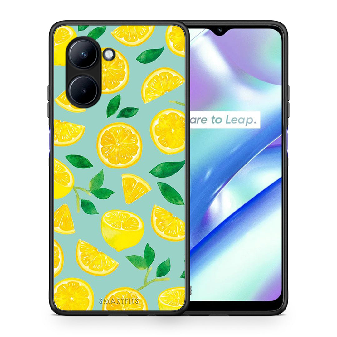 Θήκη Realme C33 Lemons από τη Smartfits με σχέδιο στο πίσω μέρος και μαύρο περίβλημα | Realme C33 Lemons Case with Colorful Back and Black Bezels