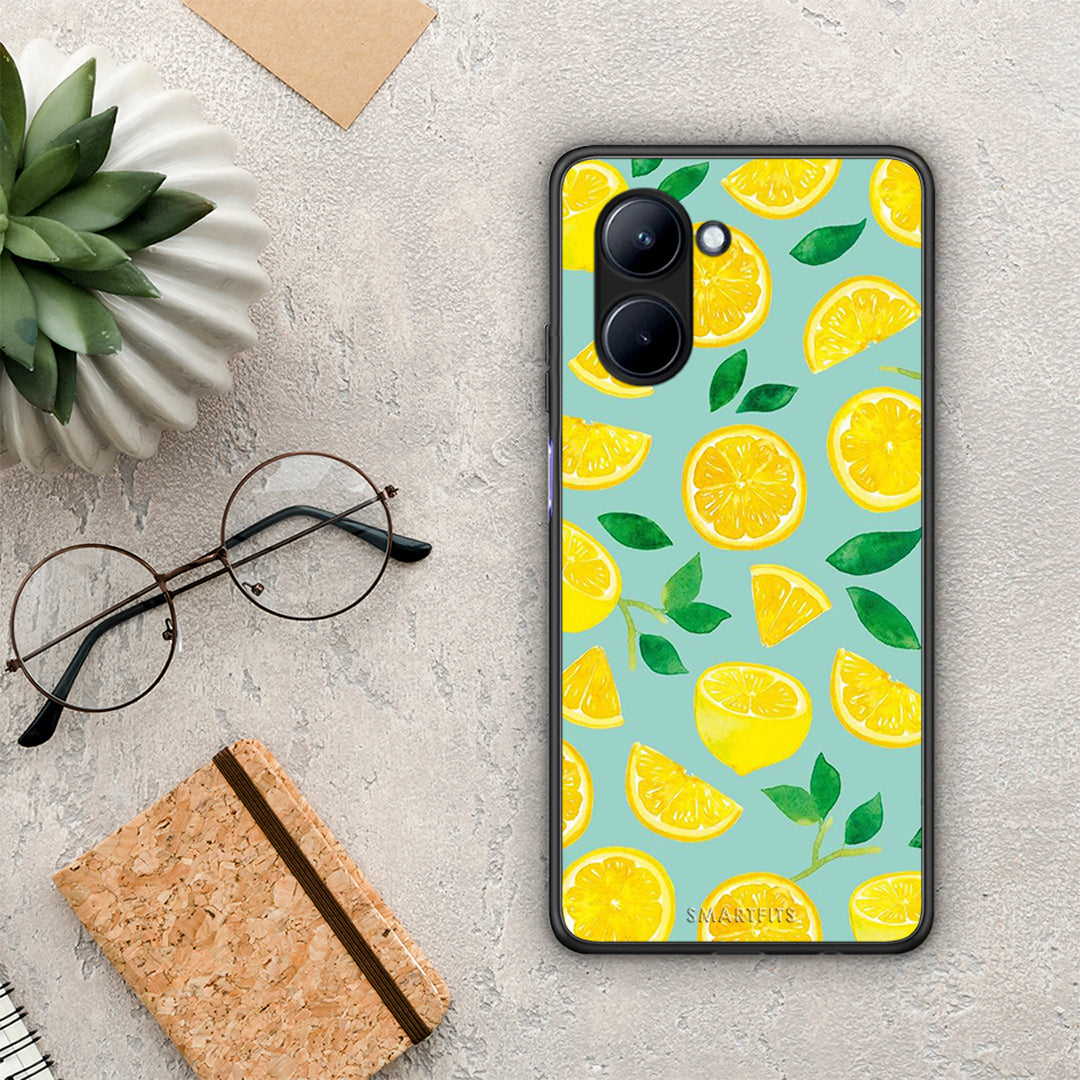 Θήκη Realme C33 Lemons από τη Smartfits με σχέδιο στο πίσω μέρος και μαύρο περίβλημα | Realme C33 Lemons Case with Colorful Back and Black Bezels