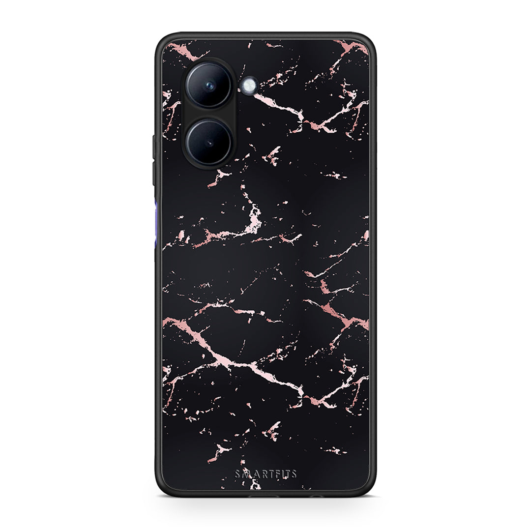 Θήκη Realme C33 Marble Black Rosegold από τη Smartfits με σχέδιο στο πίσω μέρος και μαύρο περίβλημα | Realme C33 Marble Black Rosegold Case with Colorful Back and Black Bezels