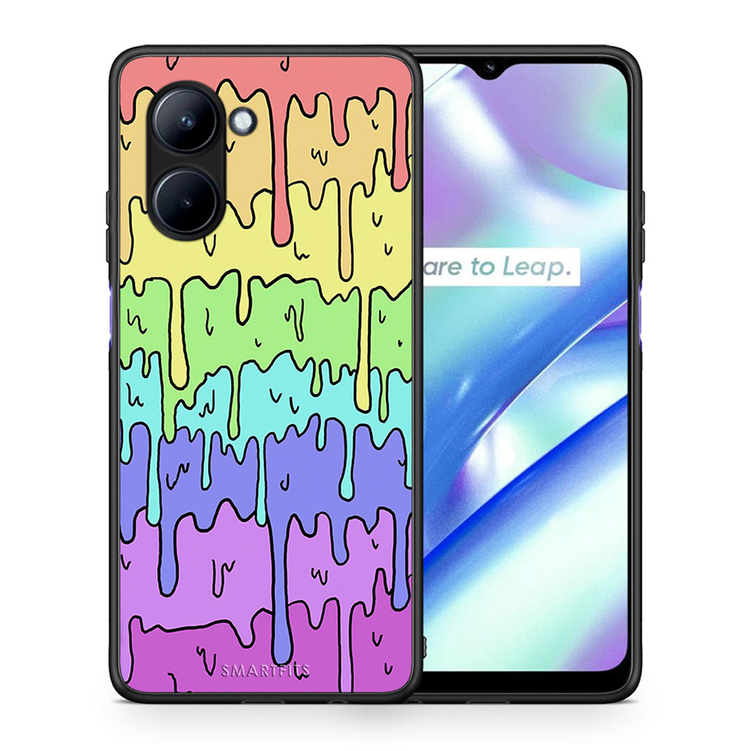 Θήκη Realme C33 Melting Rainbow από τη Smartfits με σχέδιο στο πίσω μέρος και μαύρο περίβλημα | Realme C33 Melting Rainbow Case with Colorful Back and Black Bezels