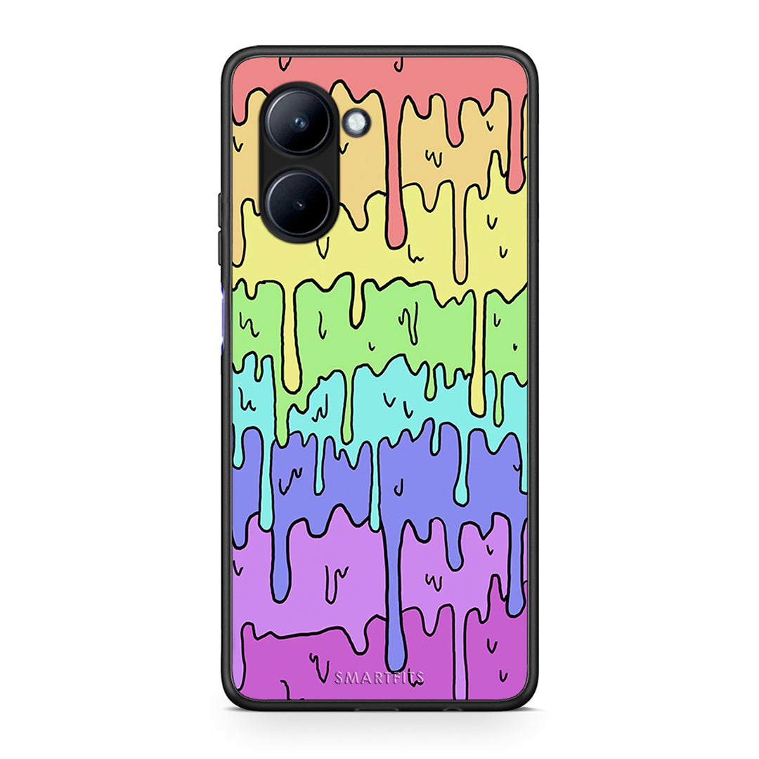 Θήκη Realme C33 Melting Rainbow από τη Smartfits με σχέδιο στο πίσω μέρος και μαύρο περίβλημα | Realme C33 Melting Rainbow Case with Colorful Back and Black Bezels