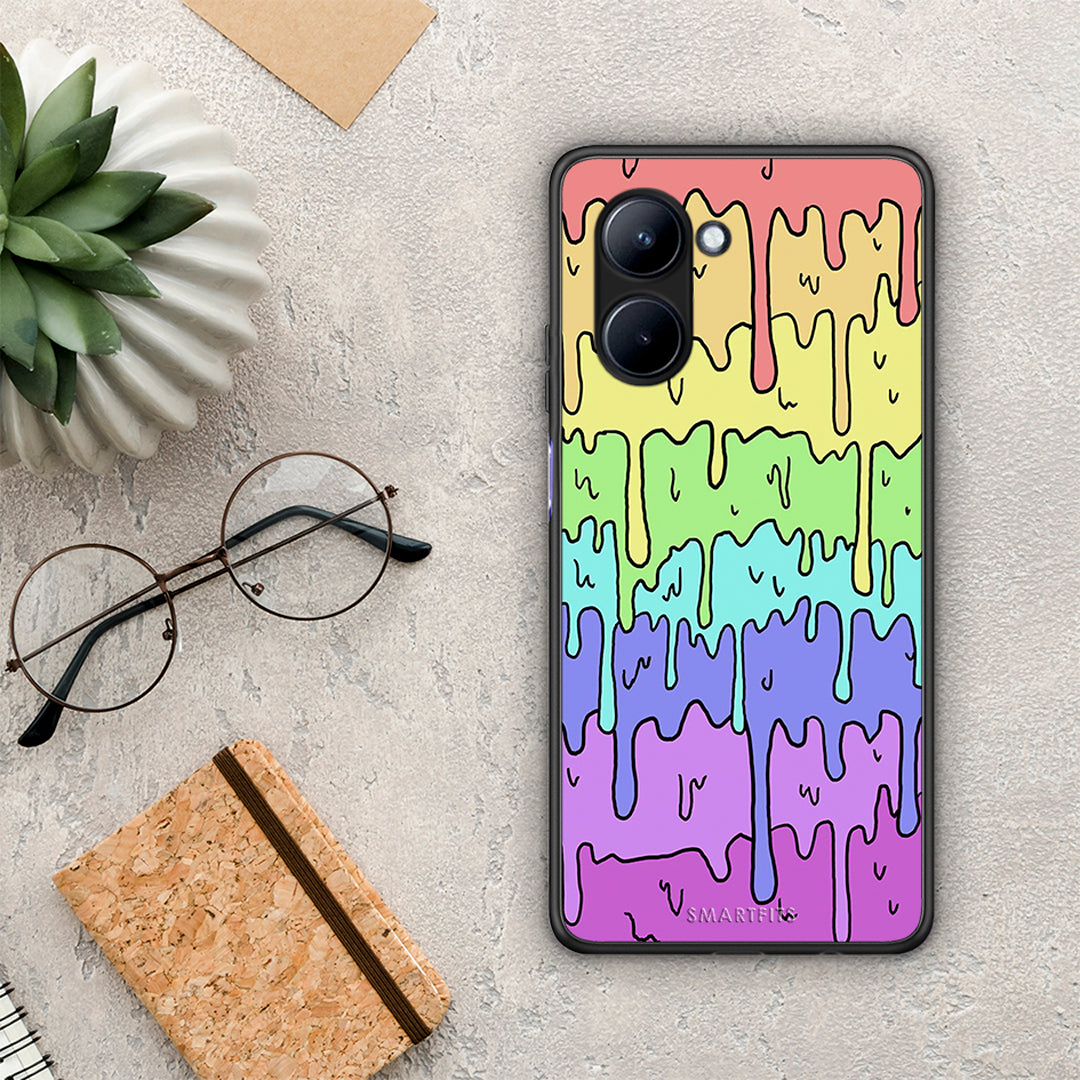 Θήκη Realme C33 Melting Rainbow από τη Smartfits με σχέδιο στο πίσω μέρος και μαύρο περίβλημα | Realme C33 Melting Rainbow Case with Colorful Back and Black Bezels