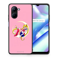 Thumbnail for Θήκη Realme C33 Moon Girl από τη Smartfits με σχέδιο στο πίσω μέρος και μαύρο περίβλημα | Realme C33 Moon Girl Case with Colorful Back and Black Bezels