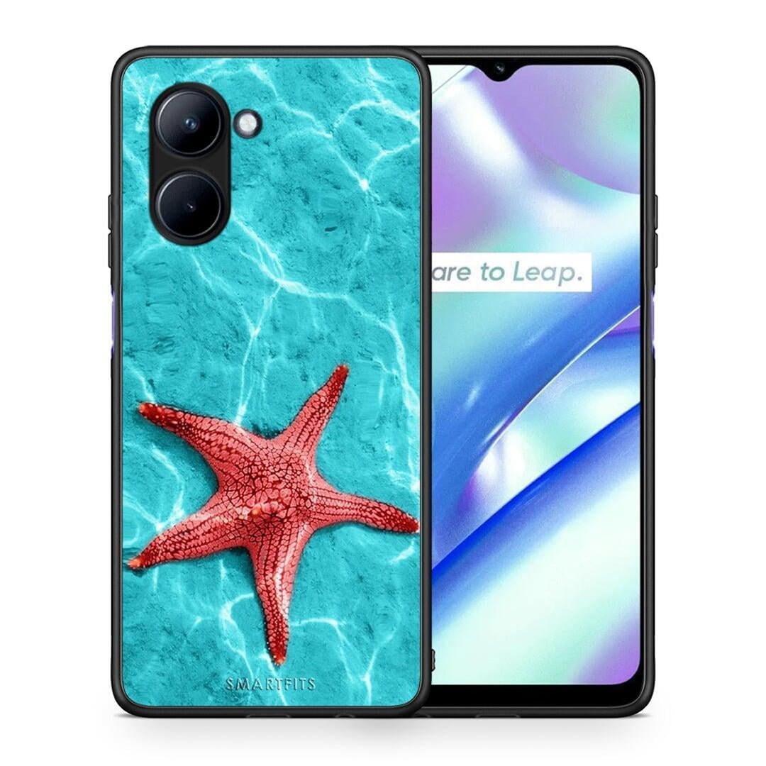 Θήκη Realme C33 Red Starfish από τη Smartfits με σχέδιο στο πίσω μέρος και μαύρο περίβλημα | Realme C33 Red Starfish Case with Colorful Back and Black Bezels