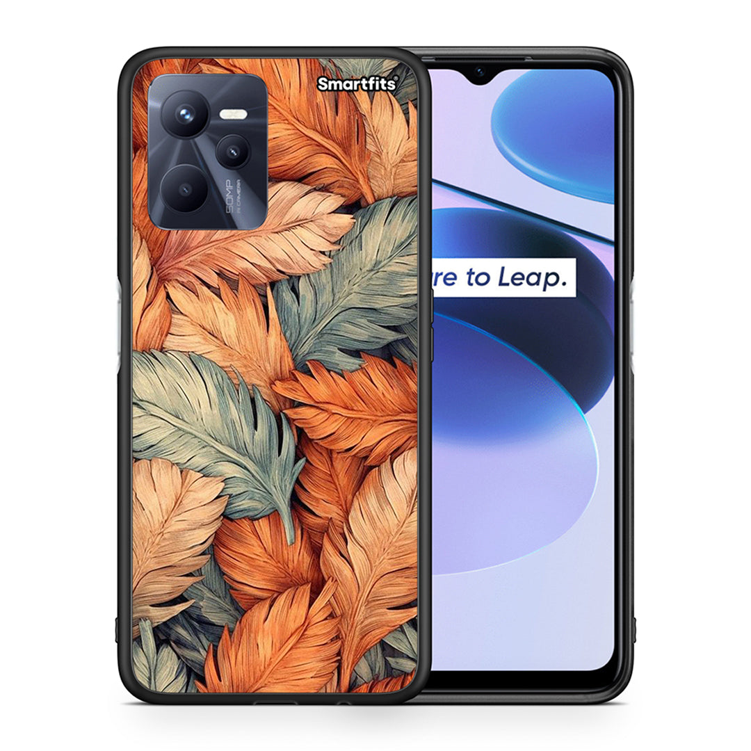 Θήκη Realme C35 Autumn Leaves από τη Smartfits με σχέδιο στο πίσω μέρος και μαύρο περίβλημα | Realme C35 Autumn Leaves case with colorful back and black bezels