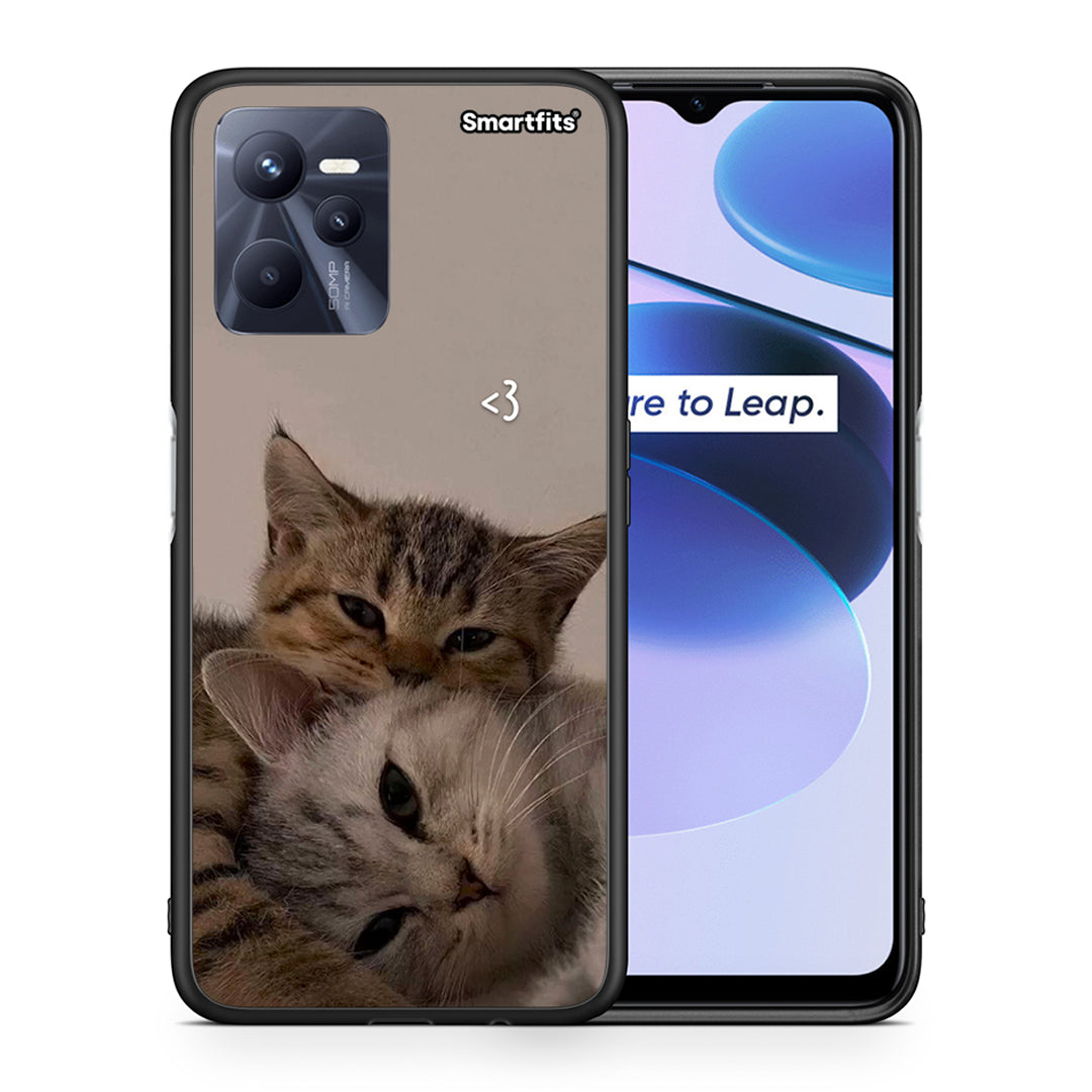 Θήκη Realme C35 Cats In Love από τη Smartfits με σχέδιο στο πίσω μέρος και μαύρο περίβλημα | Realme C35 Cats In Love case with colorful back and black bezels