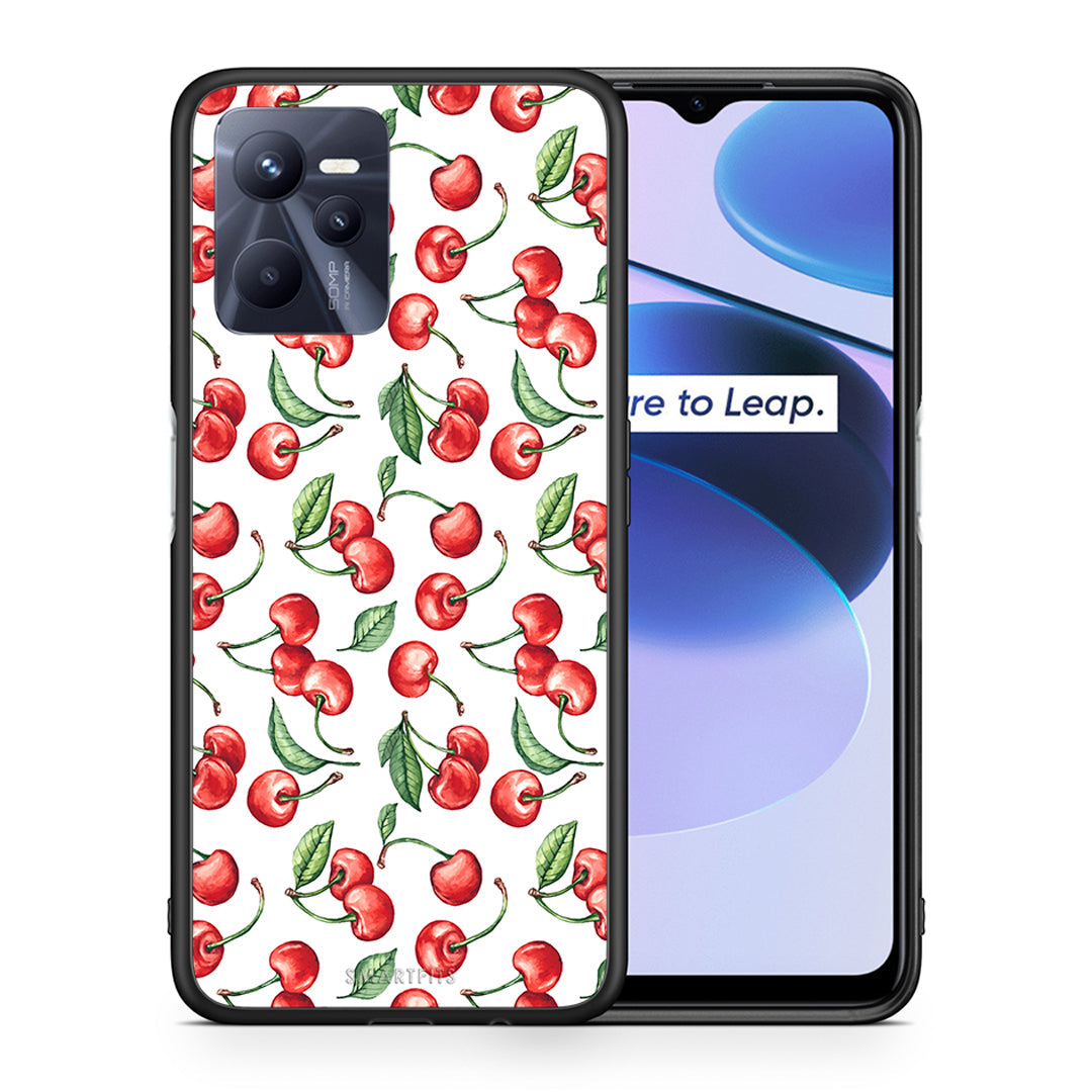 Θήκη Realme C35 Cherry Summer από τη Smartfits με σχέδιο στο πίσω μέρος και μαύρο περίβλημα | Realme C35 Cherry Summer case with colorful back and black bezels