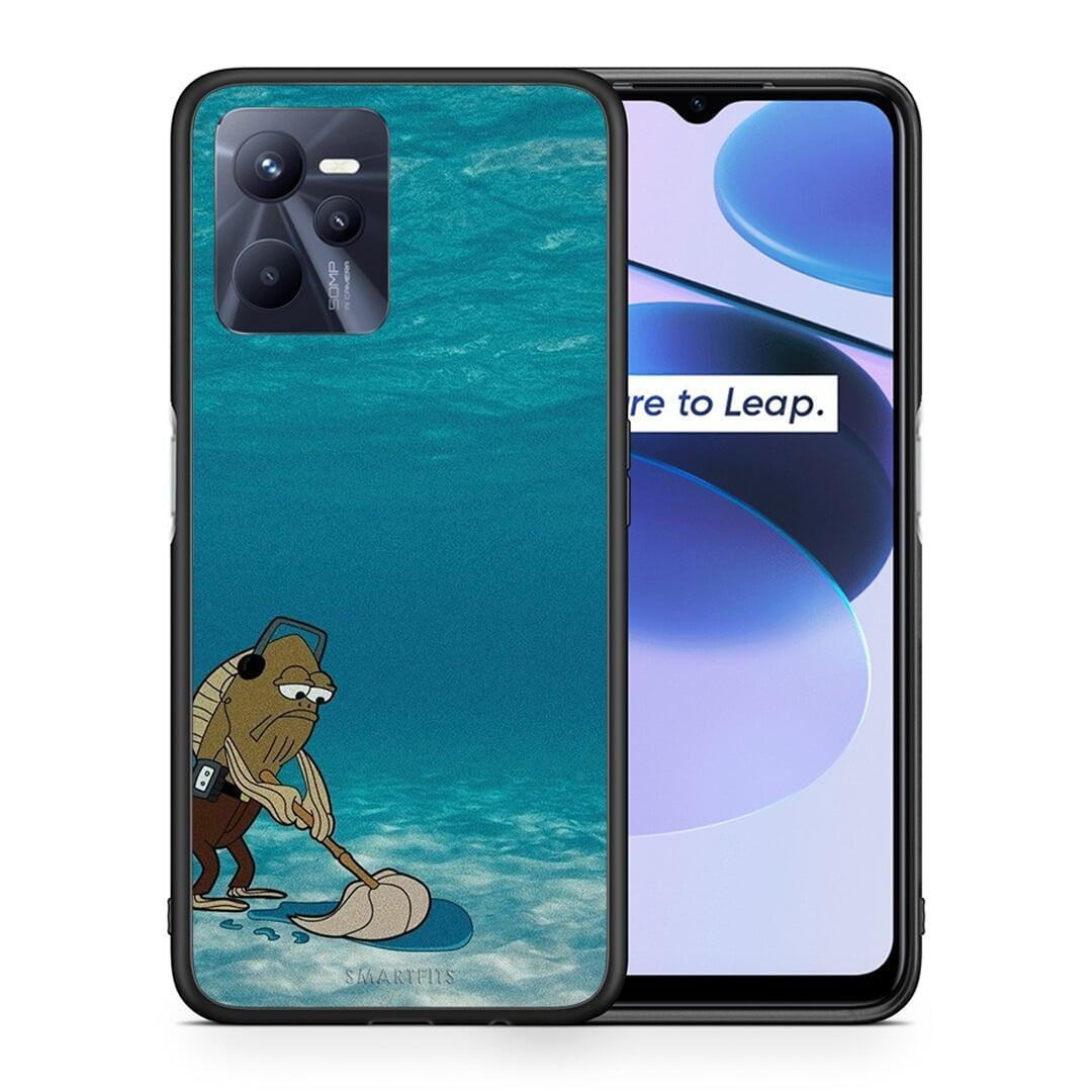 Θήκη Realme C35 Clean The Ocean από τη Smartfits με σχέδιο στο πίσω μέρος και μαύρο περίβλημα | Realme C35 Clean The Ocean case with colorful back and black bezels