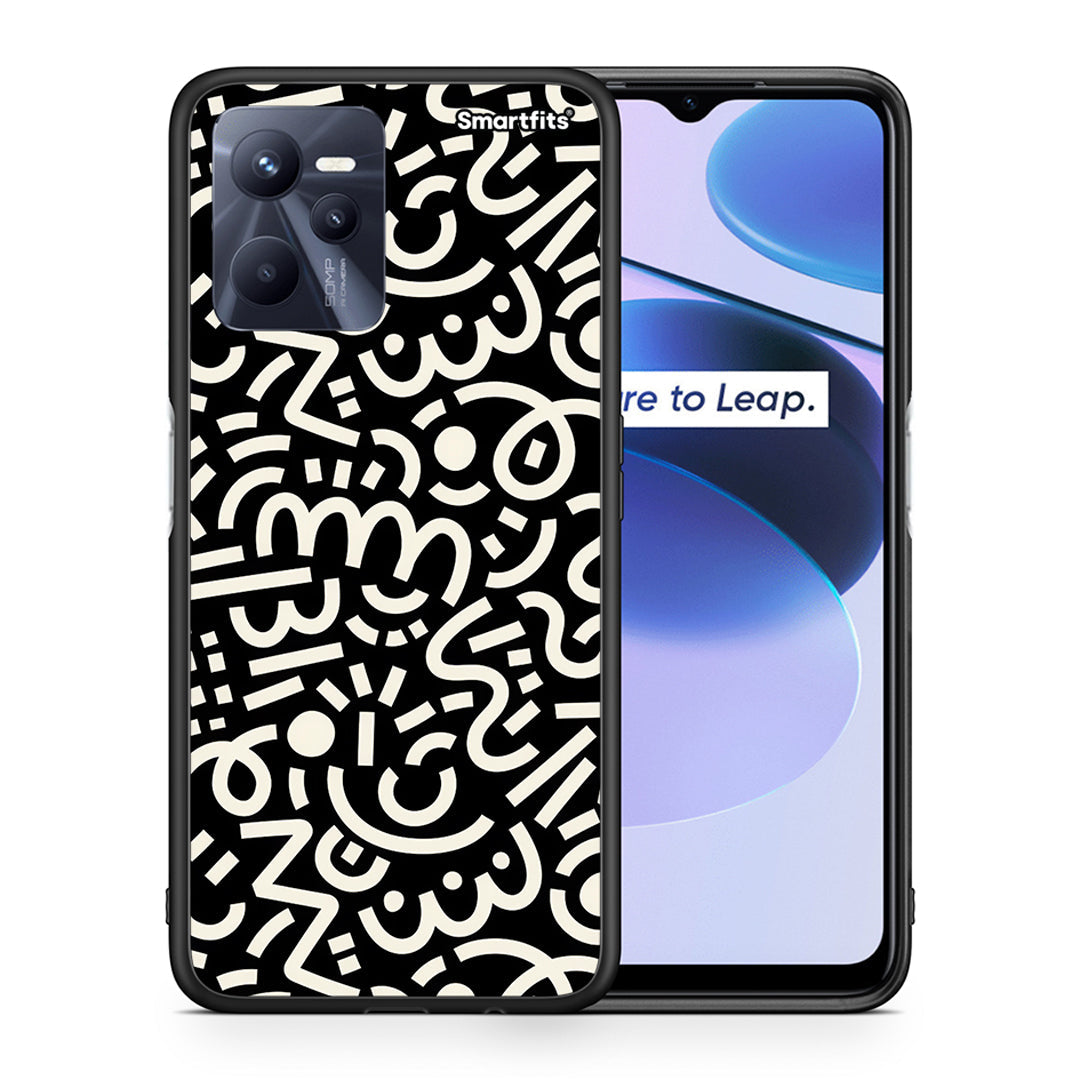 Θήκη Realme C35 Doodle Art από τη Smartfits με σχέδιο στο πίσω μέρος και μαύρο περίβλημα | Realme C35 Doodle Art case with colorful back and black bezels