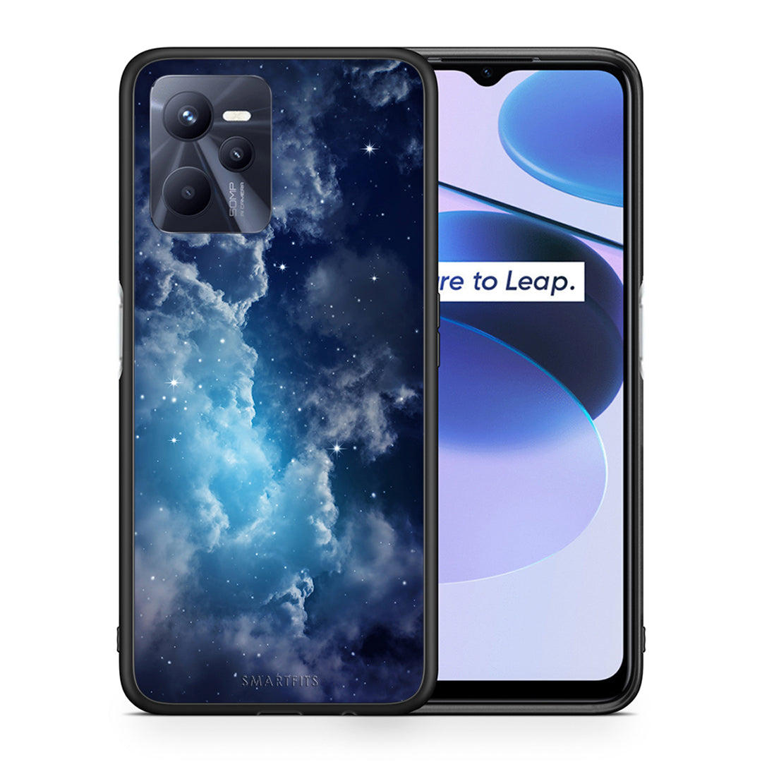 Θήκη Realme C35 Blue Sky Galaxy από τη Smartfits με σχέδιο στο πίσω μέρος και μαύρο περίβλημα | Realme C35 Blue Sky Galaxy case with colorful back and black bezels