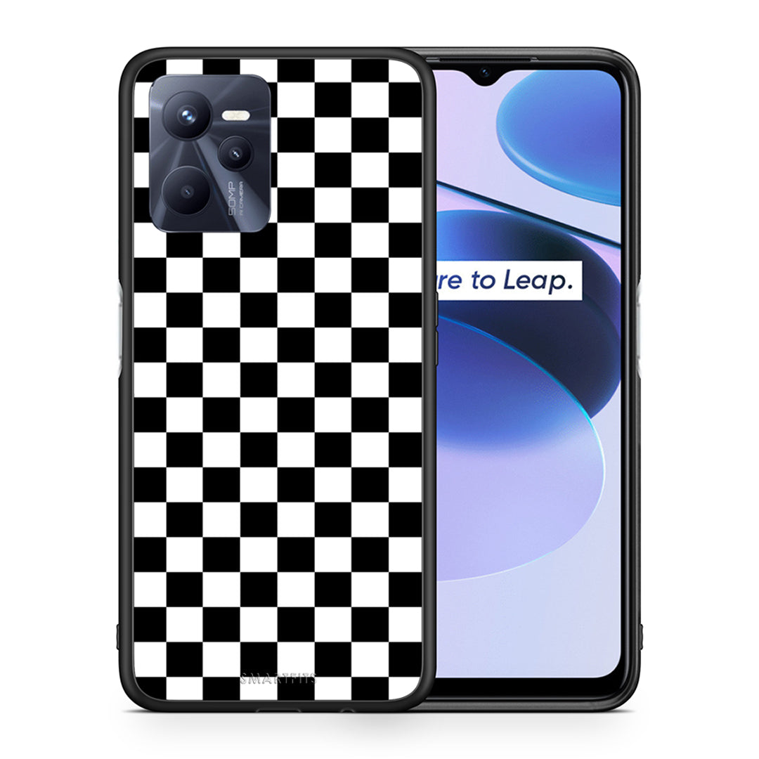 Θήκη Realme C35 Squares Geometric από τη Smartfits με σχέδιο στο πίσω μέρος και μαύρο περίβλημα | Realme C35 Squares Geometric case with colorful back and black bezels