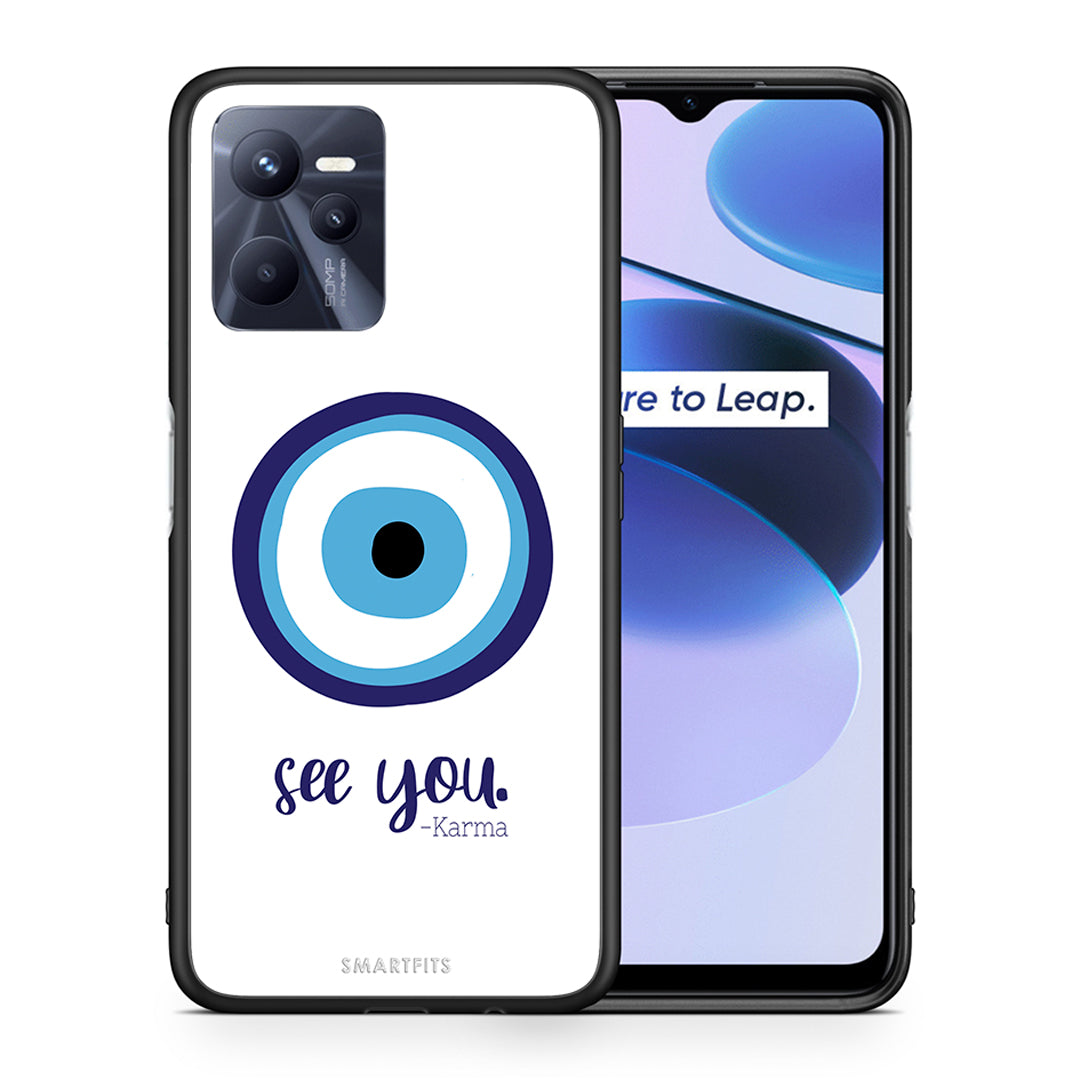 Θήκη Realme C35 Karma Says από τη Smartfits με σχέδιο στο πίσω μέρος και μαύρο περίβλημα | Realme C35 Karma Says case with colorful back and black bezels