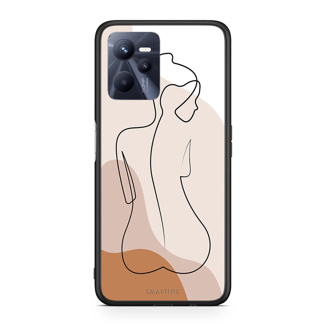 Realme C35 LineArt Woman θήκη από τη Smartfits με σχέδιο στο πίσω μέρος και μαύρο περίβλημα | Smartphone case with colorful back and black bezels by Smartfits