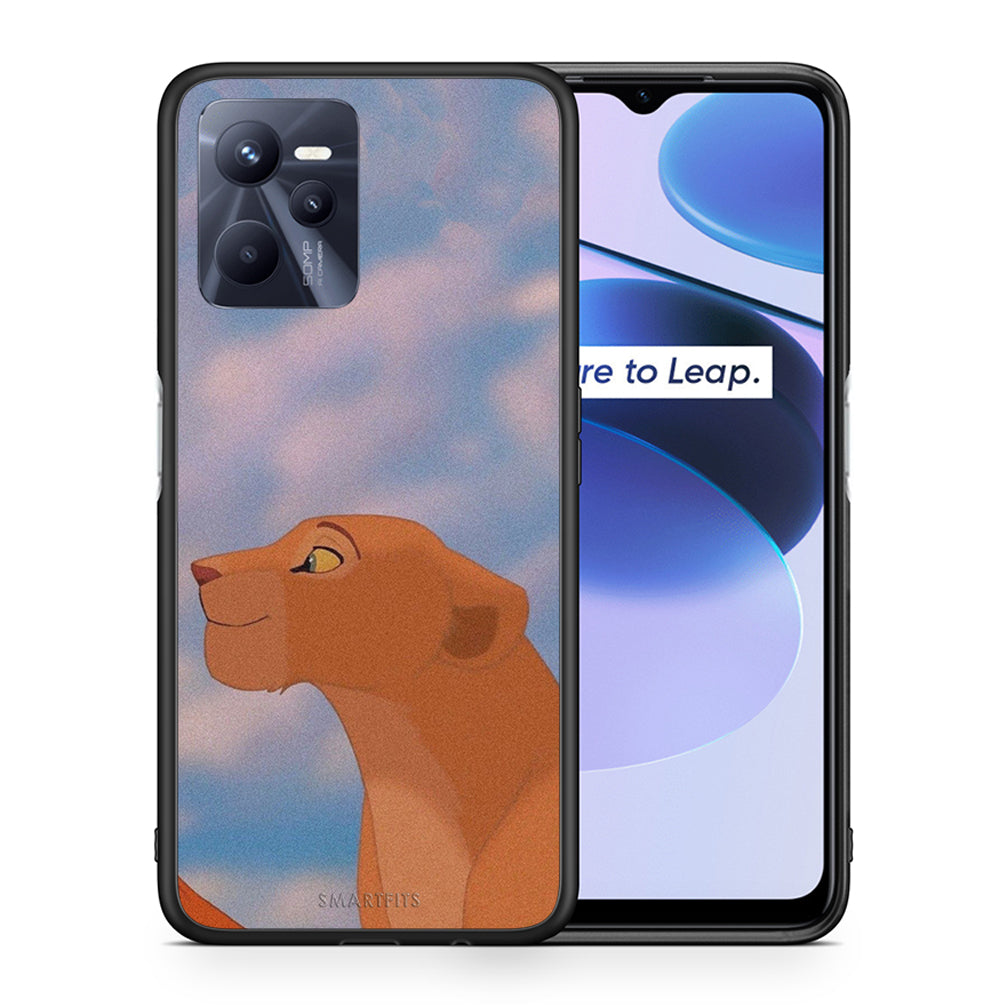 Θήκη Αγίου Βαλεντίνου Realme C35 Lion Love 2 από τη Smartfits με σχέδιο στο πίσω μέρος και μαύρο περίβλημα | Realme C35 Lion Love 2 case with colorful back and black bezels