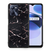 Thumbnail for Θήκη Realme C35 Black Rosegold Marble από τη Smartfits με σχέδιο στο πίσω μέρος και μαύρο περίβλημα | Realme C35 Black Rosegold Marble case with colorful back and black bezels