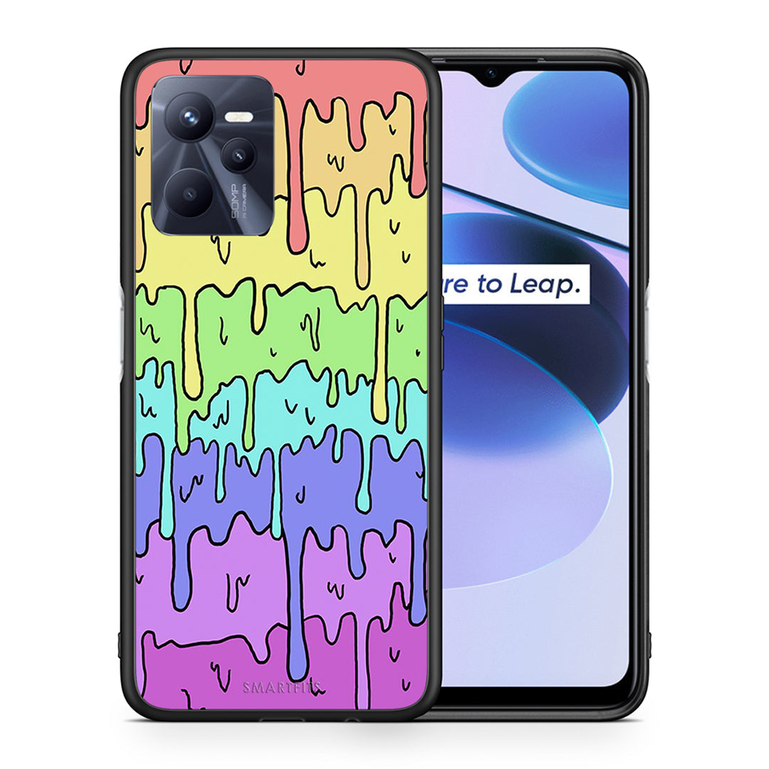 Θήκη Realme C35 Melting Rainbow από τη Smartfits με σχέδιο στο πίσω μέρος και μαύρο περίβλημα | Realme C35 Melting Rainbow case with colorful back and black bezels