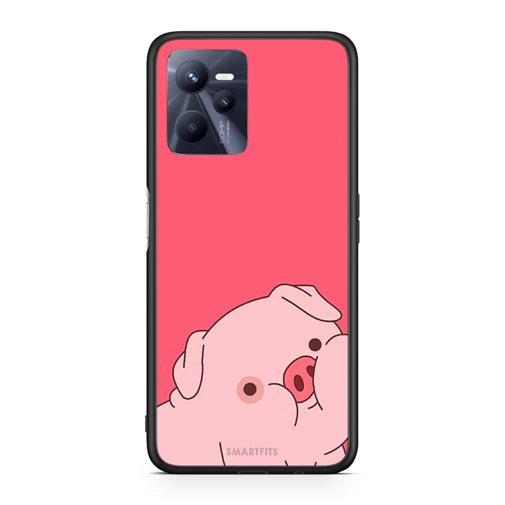 Realme C35 Pig Love 1 Θήκη Αγίου Βαλεντίνου από τη Smartfits με σχέδιο στο πίσω μέρος και μαύρο περίβλημα | Smartphone case with colorful back and black bezels by Smartfits