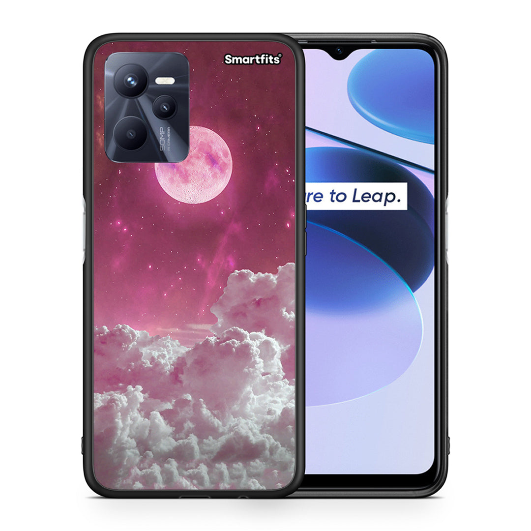 Θήκη Realme C35 Pink Moon από τη Smartfits με σχέδιο στο πίσω μέρος και μαύρο περίβλημα | Realme C35 Pink Moon case with colorful back and black bezels