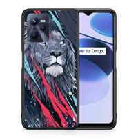 Thumbnail for Θήκη Realme C35 Lion Designer PopArt από τη Smartfits με σχέδιο στο πίσω μέρος και μαύρο περίβλημα | Realme C35 Lion Designer PopArt case with colorful back and black bezels