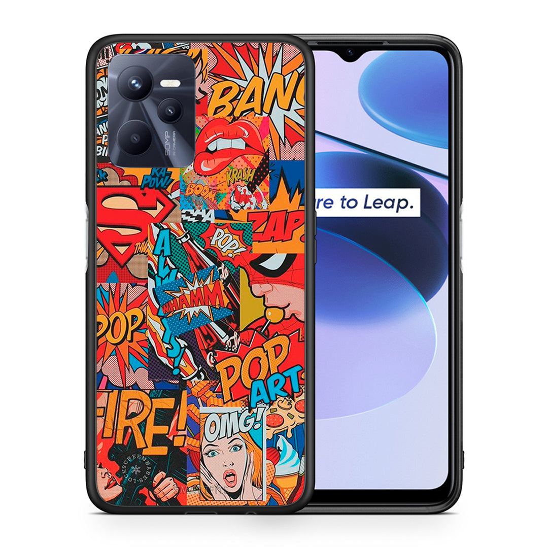 Θήκη Realme C35 PopArt OMG από τη Smartfits με σχέδιο στο πίσω μέρος και μαύρο περίβλημα | Realme C35 PopArt OMG case with colorful back and black bezels