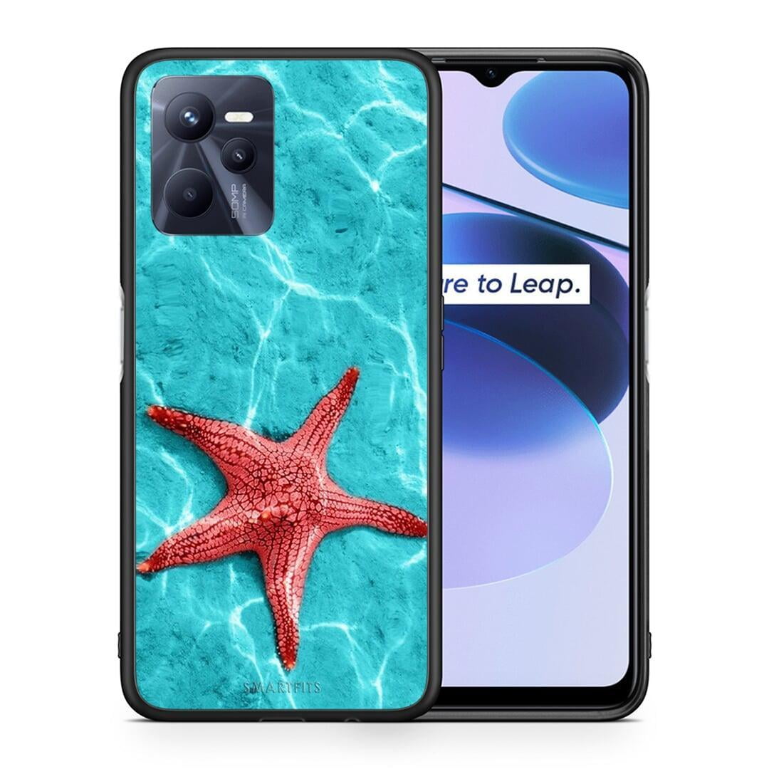 Θήκη Realme C35 Red Starfish από τη Smartfits με σχέδιο στο πίσω μέρος και μαύρο περίβλημα | Realme C35 Red Starfish case with colorful back and black bezels