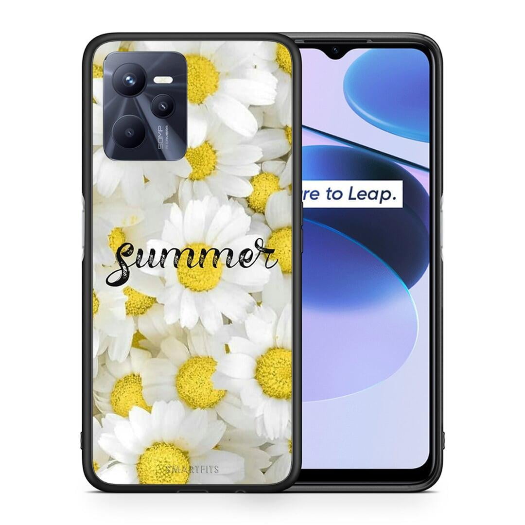 Θήκη Realme C35 Summer Daisies από τη Smartfits με σχέδιο στο πίσω μέρος και μαύρο περίβλημα | Realme C35 Summer Daisies case with colorful back and black bezels