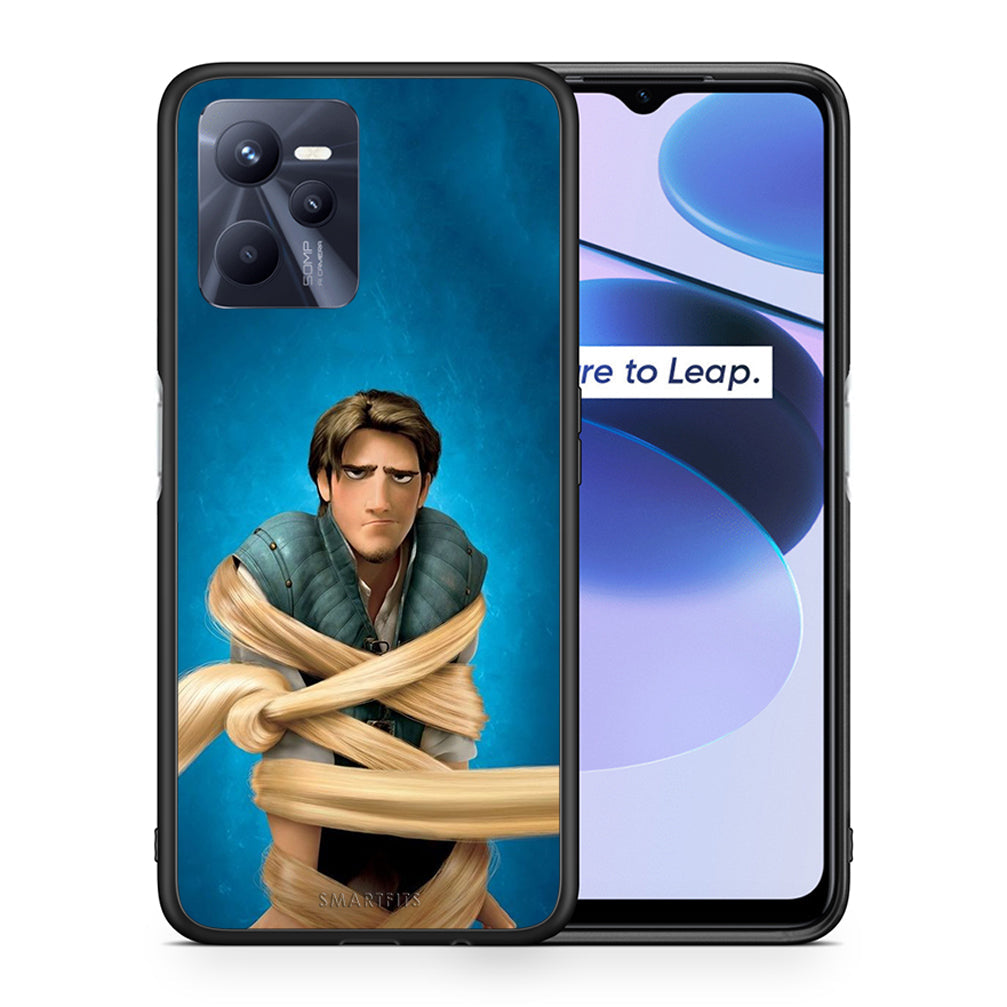 Θήκη Αγίου Βαλεντίνου Realme C35 Tangled 1 από τη Smartfits με σχέδιο στο πίσω μέρος και μαύρο περίβλημα | Realme C35 Tangled 1 case with colorful back and black bezels