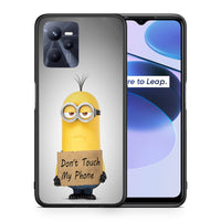 Thumbnail for Θήκη Realme C35 Minion Text από τη Smartfits με σχέδιο στο πίσω μέρος και μαύρο περίβλημα | Realme C35 Minion Text case with colorful back and black bezels