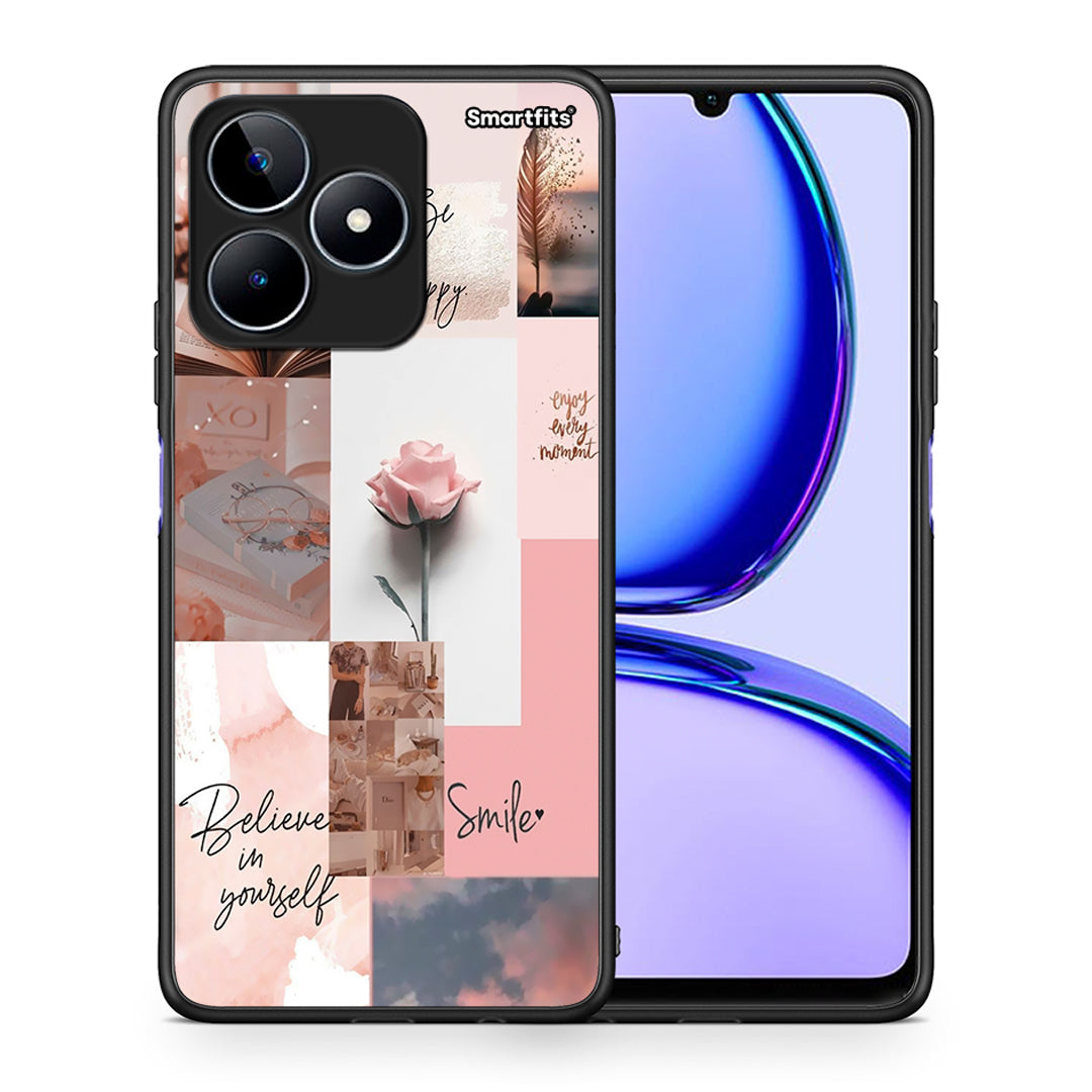 Θήκη Realme C53 Aesthetic Collage από τη Smartfits με σχέδιο στο πίσω μέρος και μαύρο περίβλημα | Realme C53 Aesthetic Collage case with colorful back and black bezels