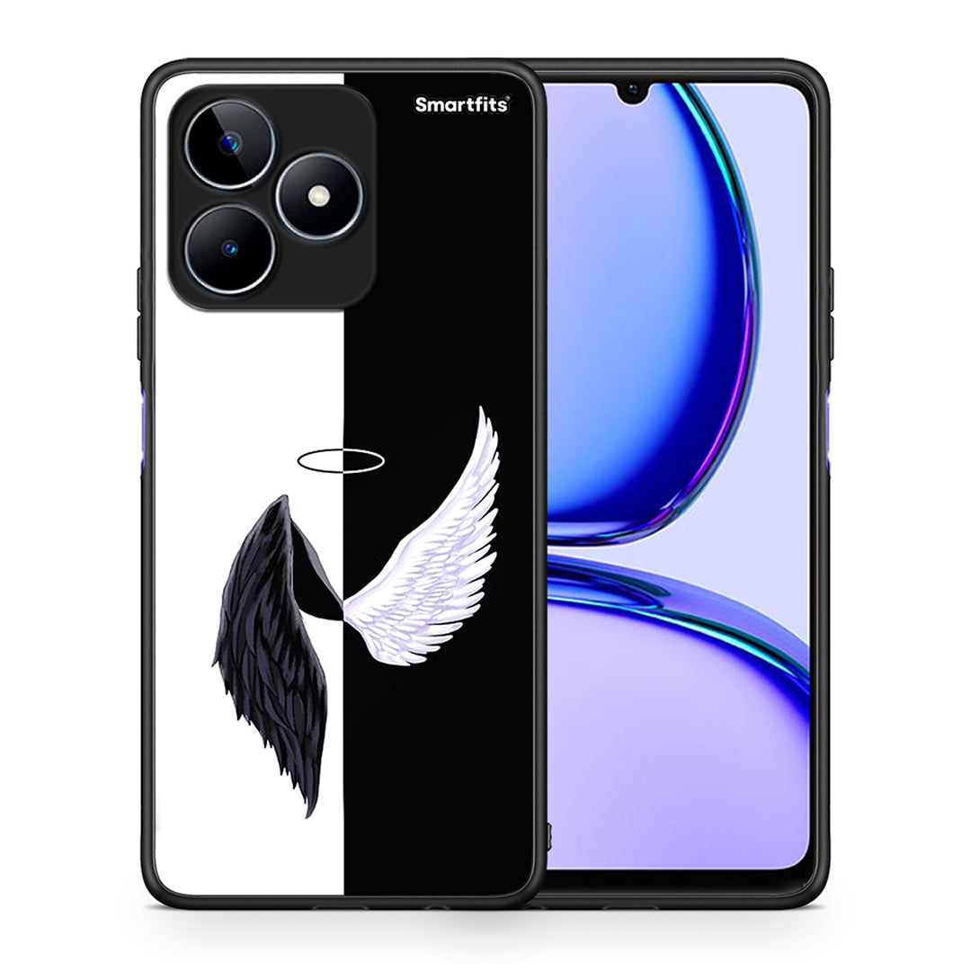 Θήκη Realme C53 Angels Demons από τη Smartfits με σχέδιο στο πίσω μέρος και μαύρο περίβλημα | Realme C53 Angels Demons case with colorful back and black bezels