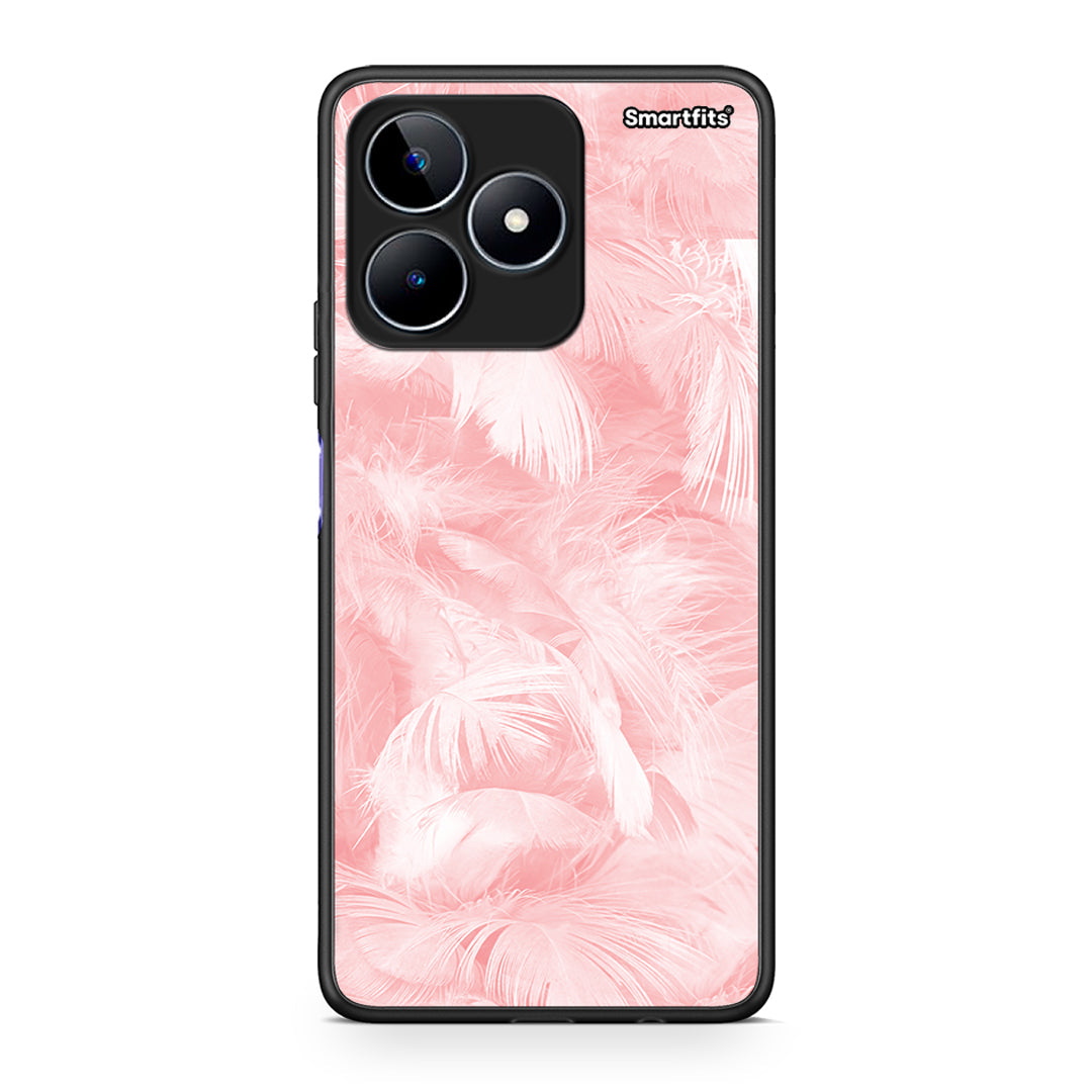 33 - Realme C53 Pink Feather Boho case, cover, bumper