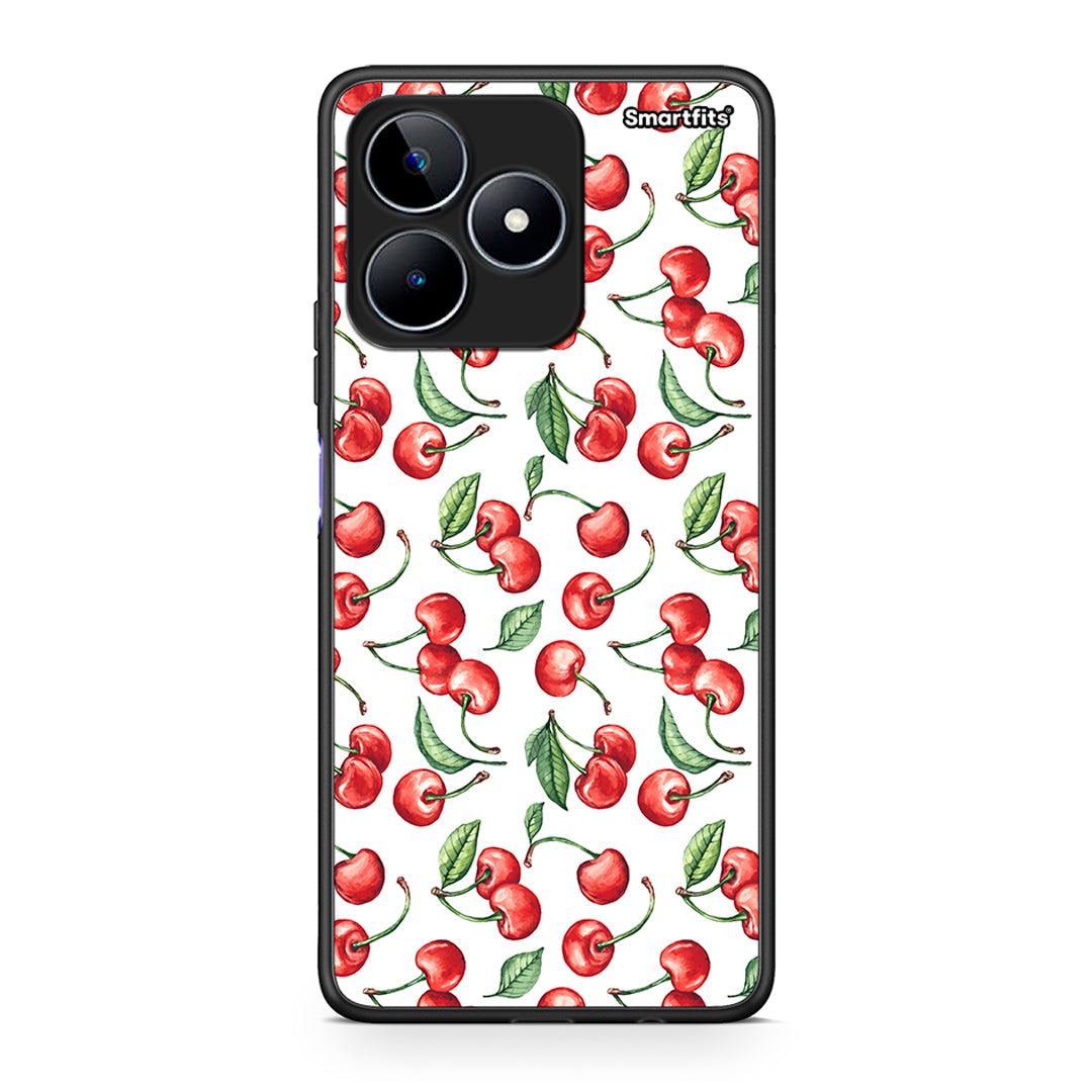 Realme C53 Cherry Summer θήκη από τη Smartfits με σχέδιο στο πίσω μέρος και μαύρο περίβλημα | Smartphone case with colorful back and black bezels by Smartfits