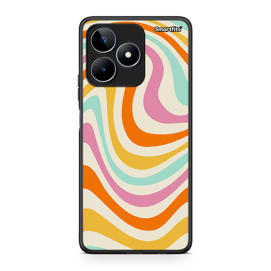 Realme C53 Colourful Waves θήκη από τη Smartfits με σχέδιο στο πίσω μέρος και μαύρο περίβλημα | Smartphone case with colorful back and black bezels by Smartfits