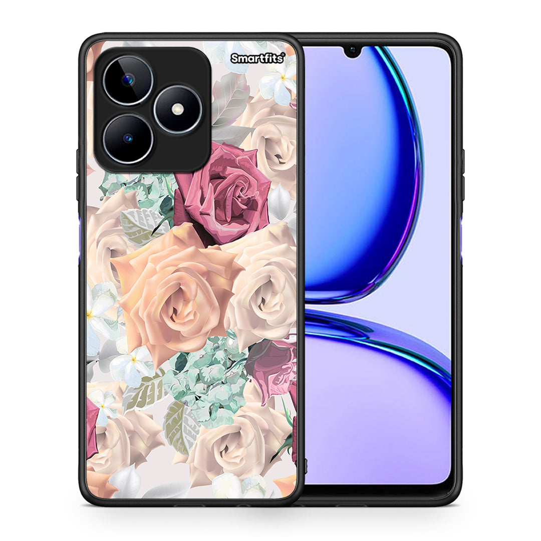 Θήκη Realme C53 Bouquet Floral από τη Smartfits με σχέδιο στο πίσω μέρος και μαύρο περίβλημα | Realme C53 Bouquet Floral case with colorful back and black bezels