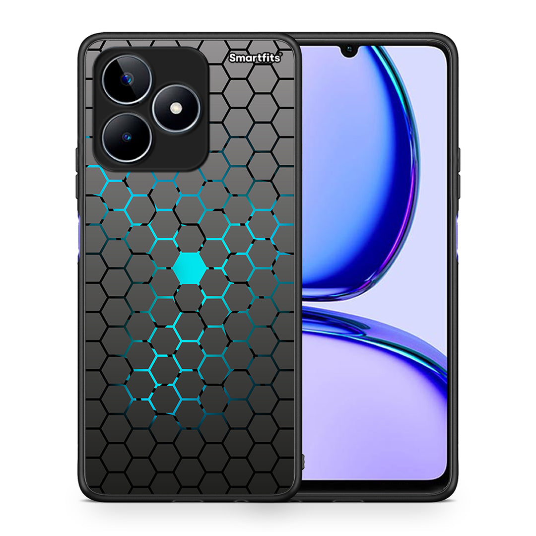 Θήκη Realme C53 Hexagonal Geometric από τη Smartfits με σχέδιο στο πίσω μέρος και μαύρο περίβλημα | Realme C53 Hexagonal Geometric case with colorful back and black bezels