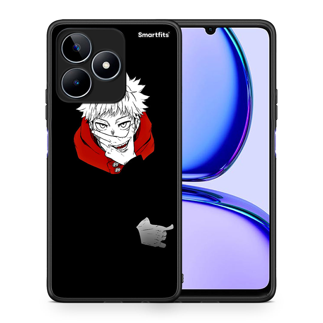 Θήκη Realme C53 Itadori Anime από τη Smartfits με σχέδιο στο πίσω μέρος και μαύρο περίβλημα | Realme C53 Itadori Anime case with colorful back and black bezels