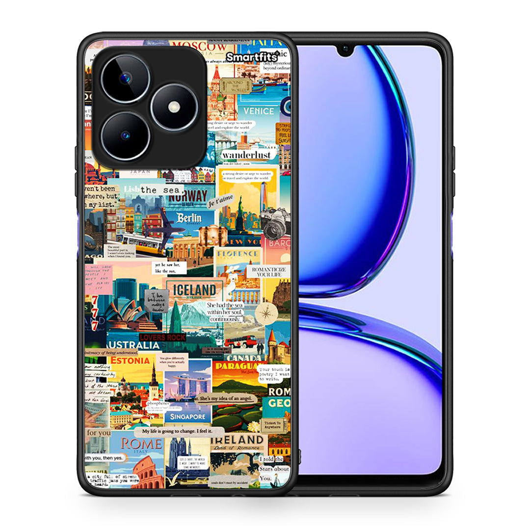 Θήκη Realme C53 Live To Travel από τη Smartfits με σχέδιο στο πίσω μέρος και μαύρο περίβλημα | Realme C53 Live To Travel case with colorful back and black bezels