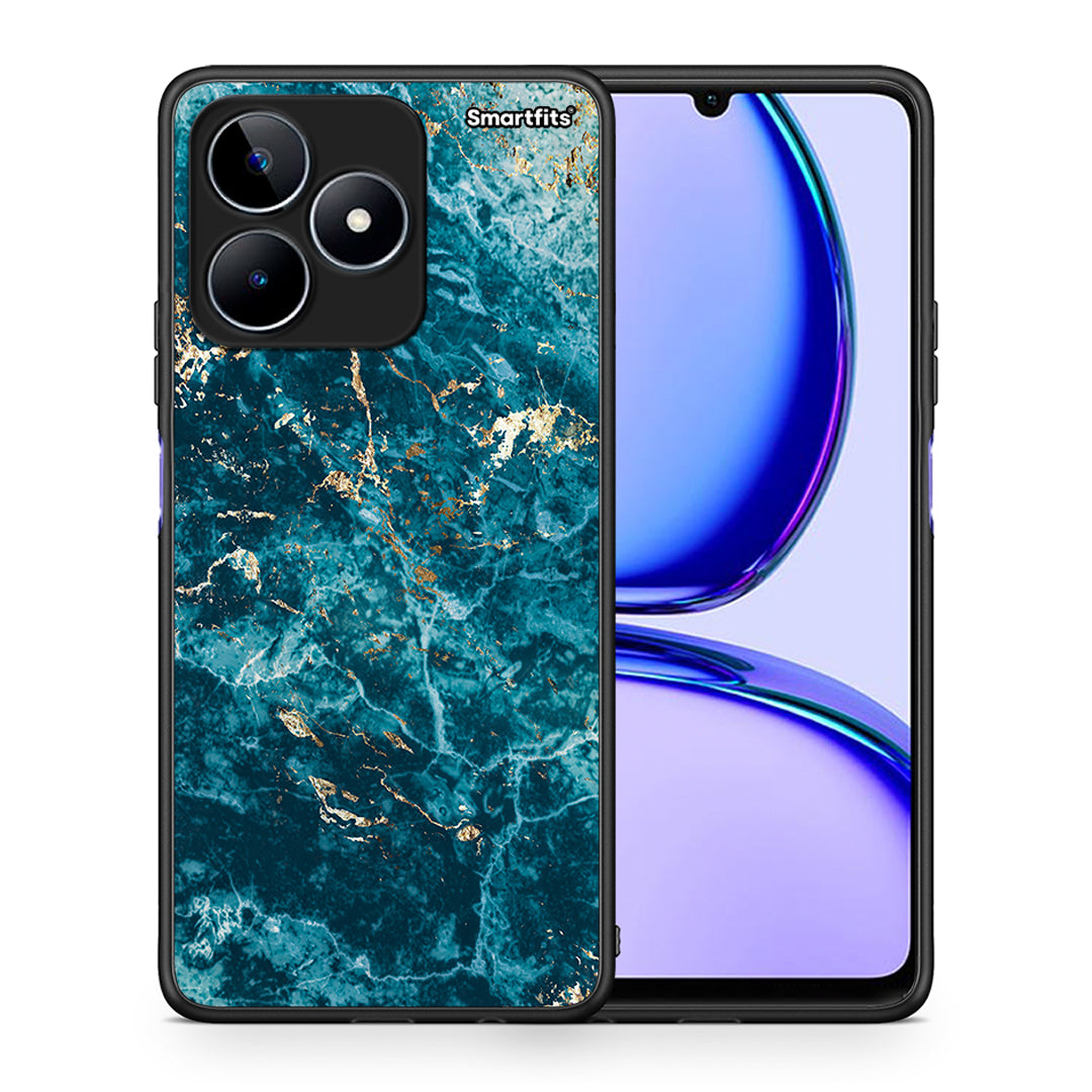 Θήκη Realme C53 Marble Blue από τη Smartfits με σχέδιο στο πίσω μέρος και μαύρο περίβλημα | Realme C53 Marble Blue case with colorful back and black bezels