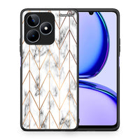 Thumbnail for Θήκη Realme C53 Gold Geometric Marble από τη Smartfits με σχέδιο στο πίσω μέρος και μαύρο περίβλημα | Realme C53 Gold Geometric Marble case with colorful back and black bezels