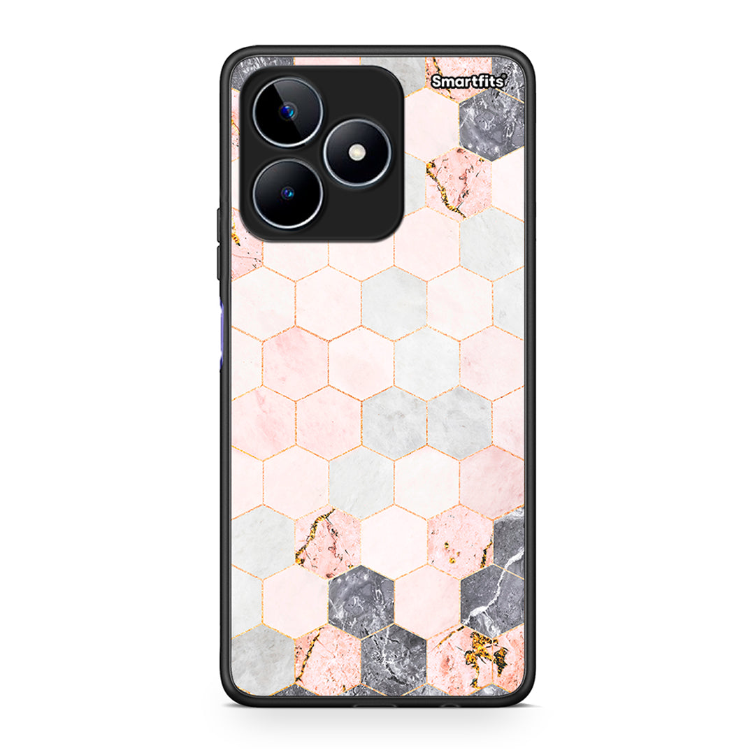 4 - Realme C53 Hexagon Pink Marble case, cover, bumper