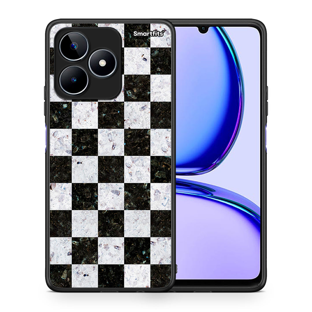 Θήκη Realme C53 Square Geometric Marble από τη Smartfits με σχέδιο στο πίσω μέρος και μαύρο περίβλημα | Realme C53 Square Geometric Marble case with colorful back and black bezels
