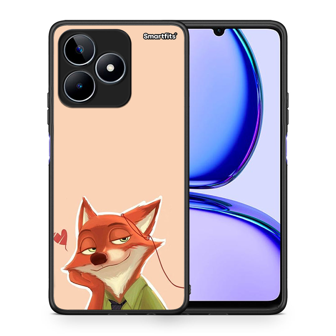 Θήκη Realme C53 Nick Wilde And Judy Hopps Love 1 από τη Smartfits με σχέδιο στο πίσω μέρος και μαύρο περίβλημα | Realme C53 Nick Wilde And Judy Hopps Love 1 case with colorful back and black bezels