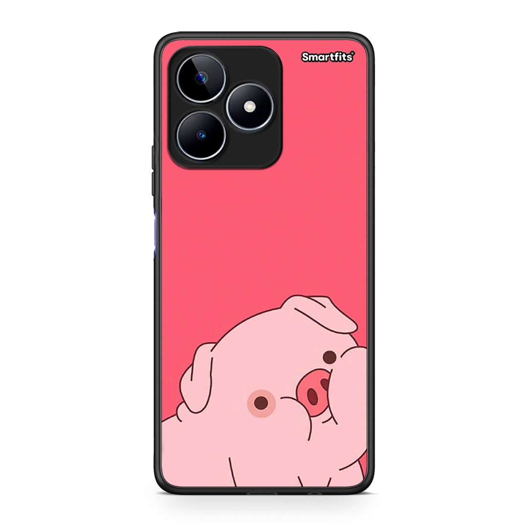 Realme C53 Pig Love 1 Θήκη Αγίου Βαλεντίνου από τη Smartfits με σχέδιο στο πίσω μέρος και μαύρο περίβλημα | Smartphone case with colorful back and black bezels by Smartfits