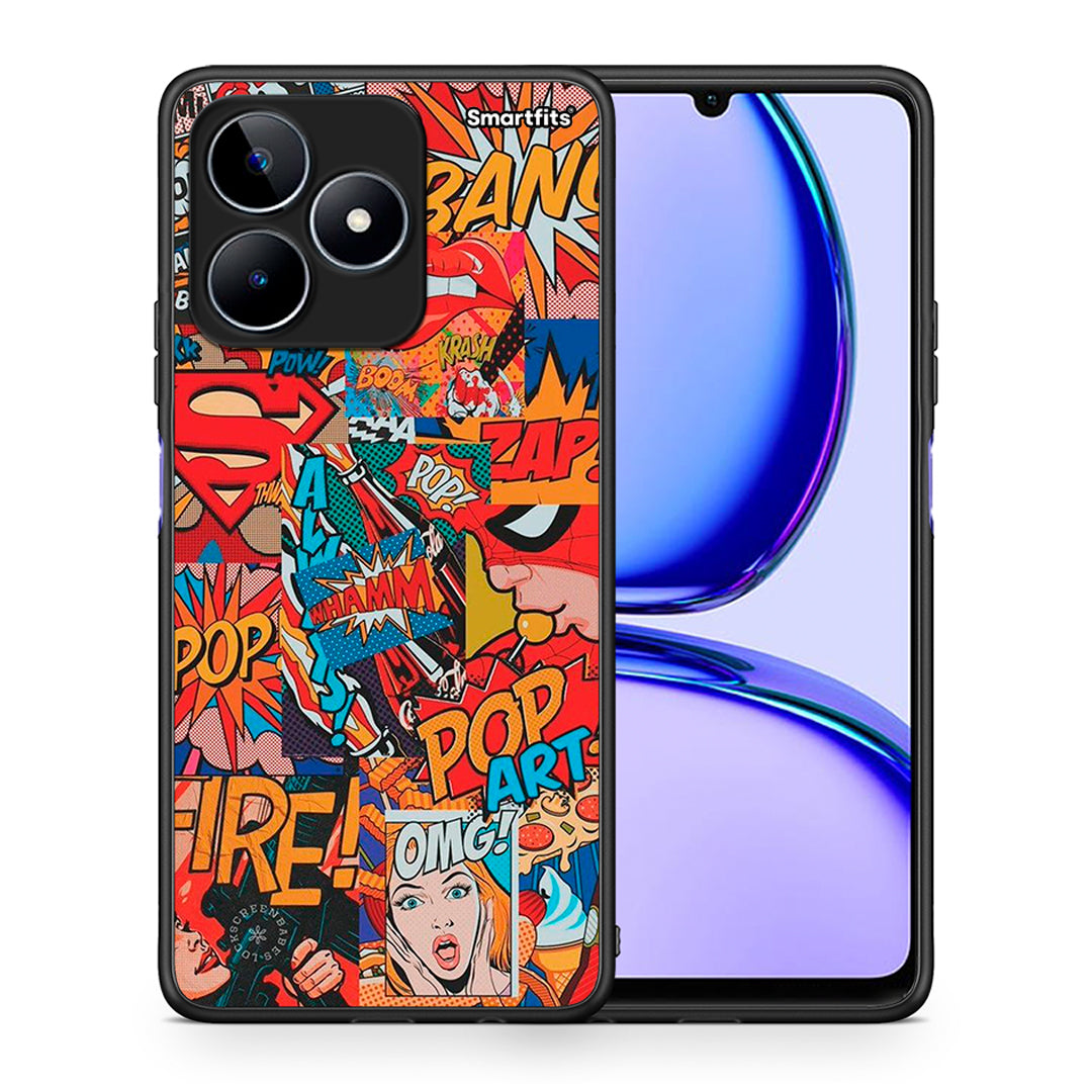 Θήκη Realme C53 PopArt OMG από τη Smartfits με σχέδιο στο πίσω μέρος και μαύρο περίβλημα | Realme C53 PopArt OMG case with colorful back and black bezels