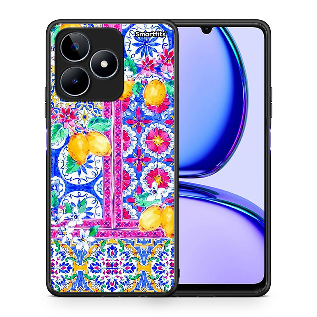 Θήκη Realme C53 Retro Spring από τη Smartfits με σχέδιο στο πίσω μέρος και μαύρο περίβλημα | Realme C53 Retro Spring case with colorful back and black bezels